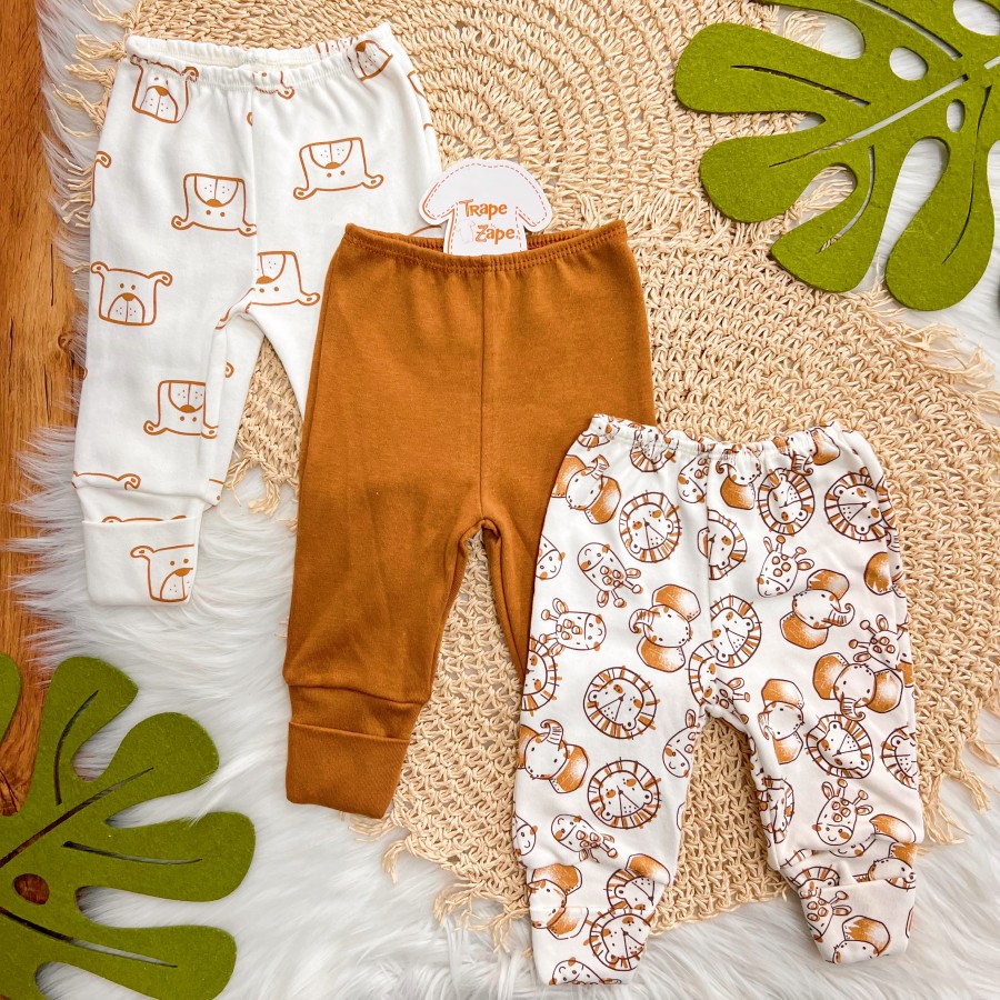 Kit 3 Calças - Doguinhos, Ferrugem e Safari - Off White e Ferrugem